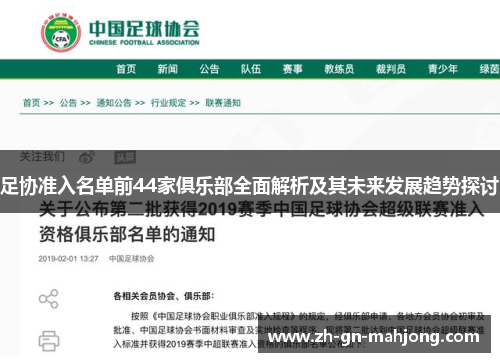 足协准入名单前44家俱乐部全面解析及其未来发展趋势探讨